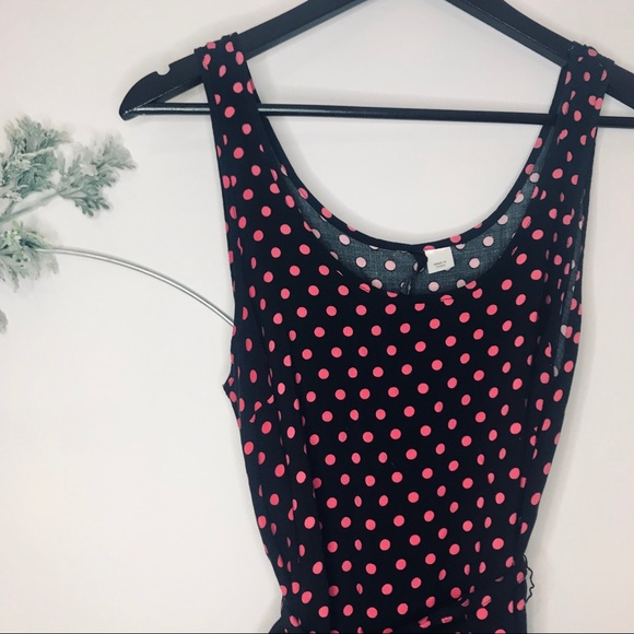 Hot Pink Retro Style Polka Dot Dress w/ waist tie - Picture 2 of 5